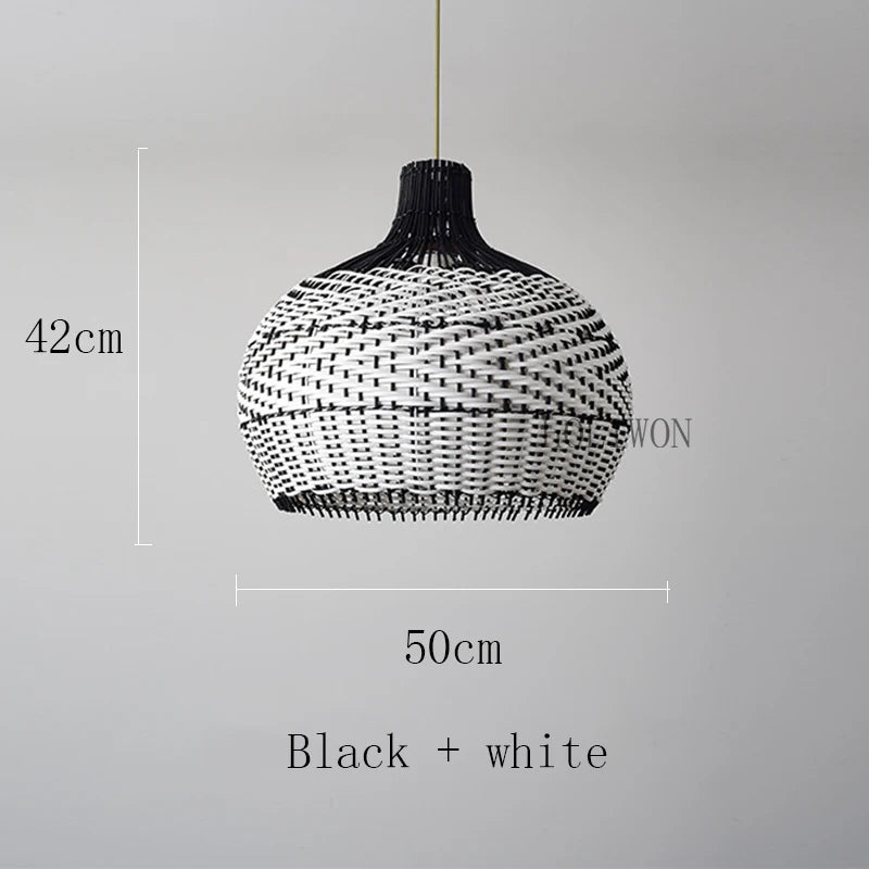 suspension vintage en rotin tissé pour décoration rétro