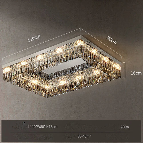 LED-Deckenleuchte quadratisch rechteckig Kristall gold dimmbar - vue 13 sur 18