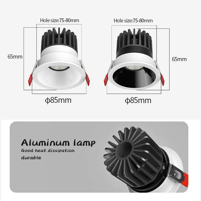 LED downlight embedded ceiling light, cool white/warm white AC220V 3 kinds of dimming colors 5W 7W 10W home eye protection light - vue 3 sur 18