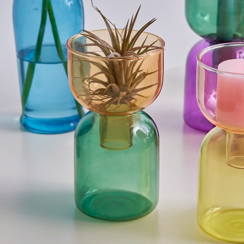 bougeoir décoratif en verre pour bougies et plantes - vue 6 sur 22