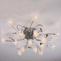 lustre moderne en métal chromé avec cristal et éclairage led