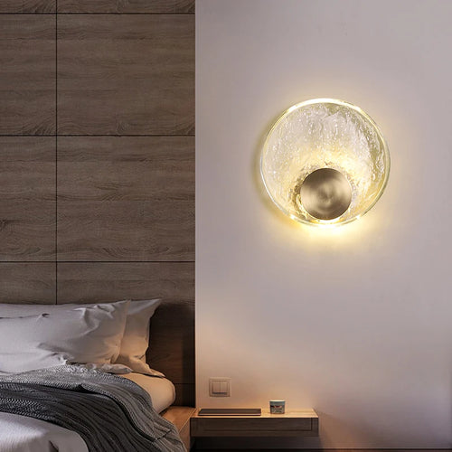 LED-Wandleuchte im nordischen Stil aus Klarglas und Kupfer - vue 7 sur 8