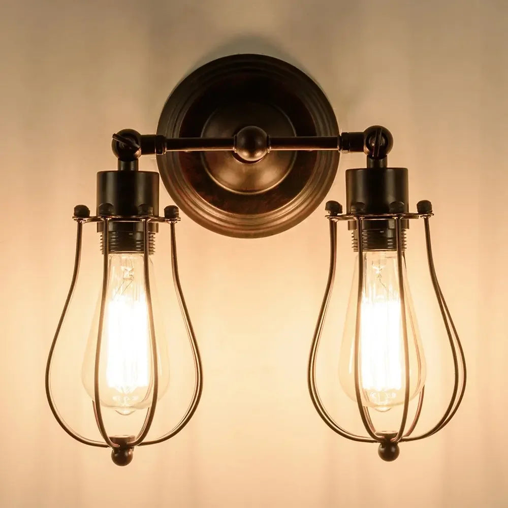 Wandleuchte im europäischen Stil aus Schmiedeeisen retro industriell schlicht - vue 4 sur 5