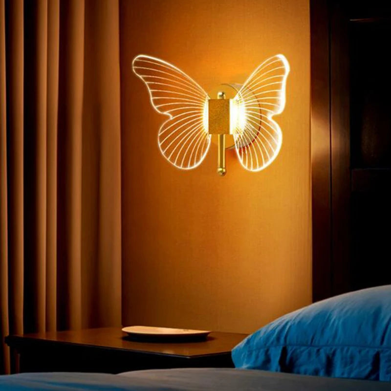 applique murale LED papillon intérieur nordique style cuivre - vue 4 sur 8