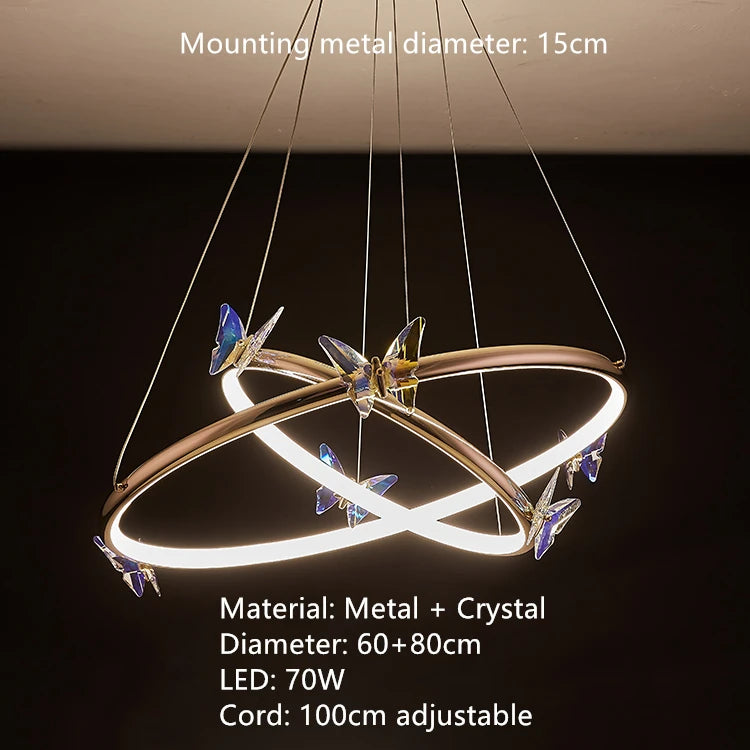 LED-Wandleuchte Kristall Schmetterling Oberfläche Gold - vue 17 sur 19