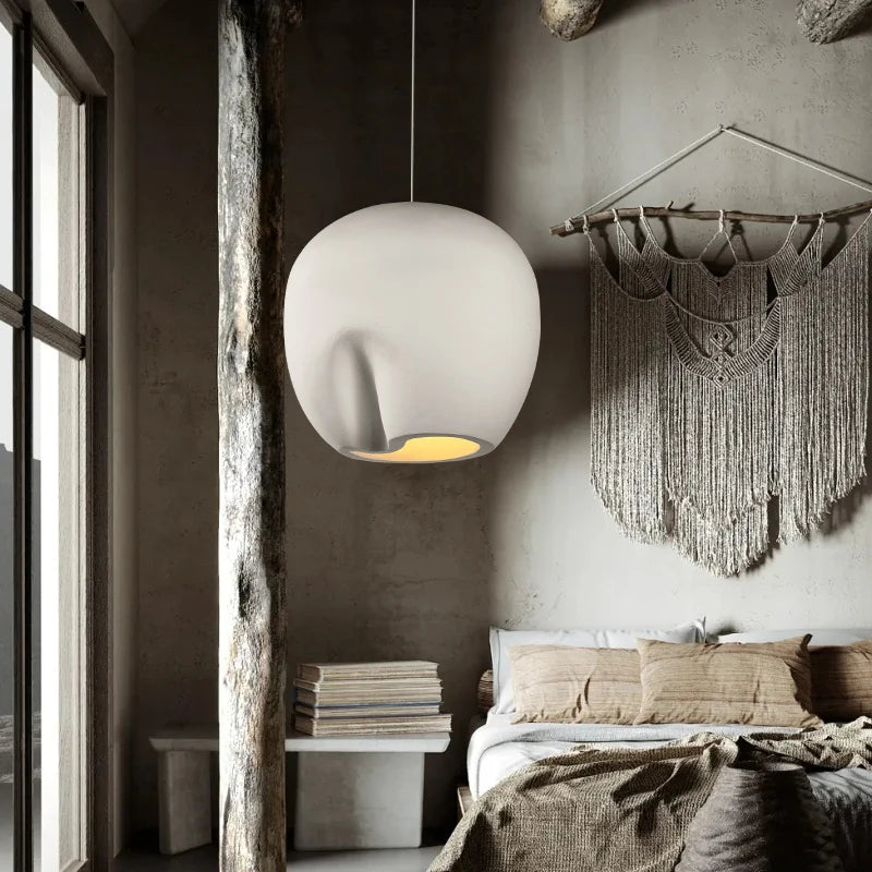 suspension Fait à la main en polystyrène Wabi Sabi personnalité polystyrène bois maison salon E27 LED - vue 10 sur 9