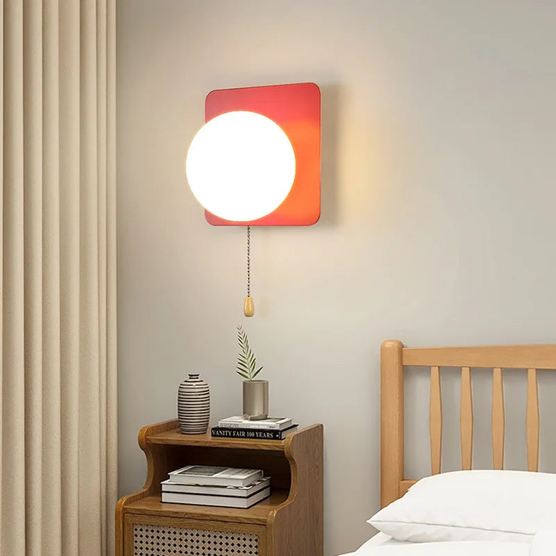 applique murale moderne à led avec interrupteur en verre pour chambre d'enfant