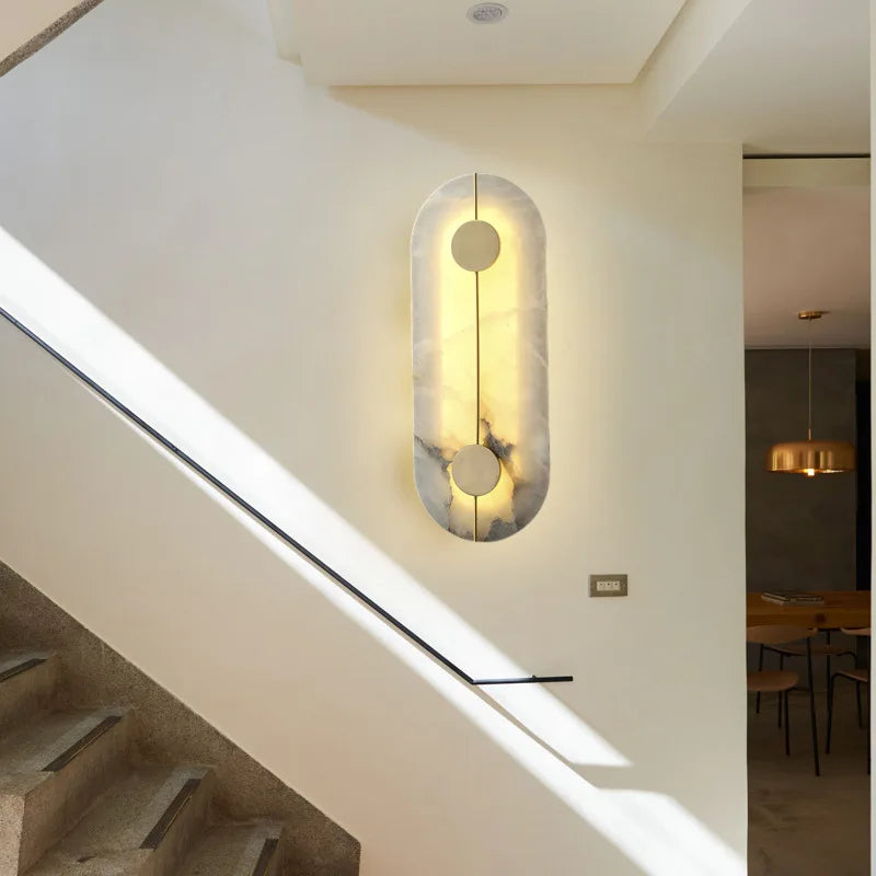 applique murale led design nordique en marbre et cuivre doré - vue 4 sur 5