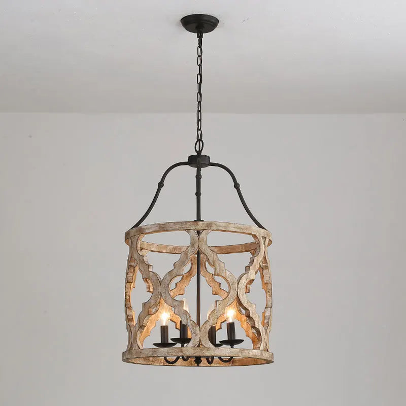 lustre en bois créatif américain rural pour boutiques et restaurants