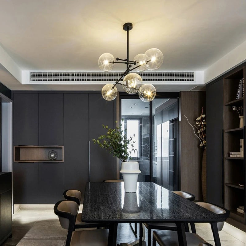 lustre led en verre nordique pour éclairage suspendu décoration intérieur - vue 6 sur 10