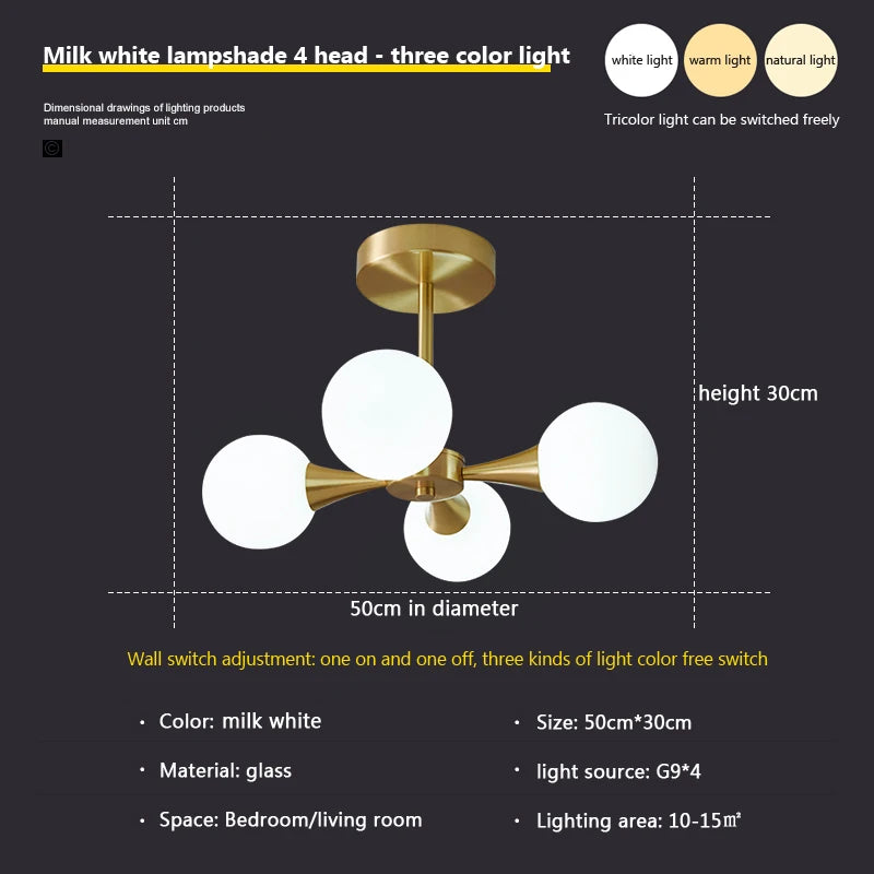 lustre moderne en verre pour un éclairage décoratif intérieur - vue 24 sur 24