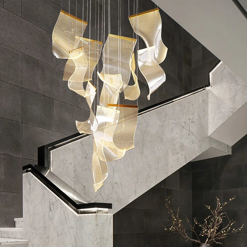 suspension moderne à led design éclairage acrylique profilé - vue 4 sur 12