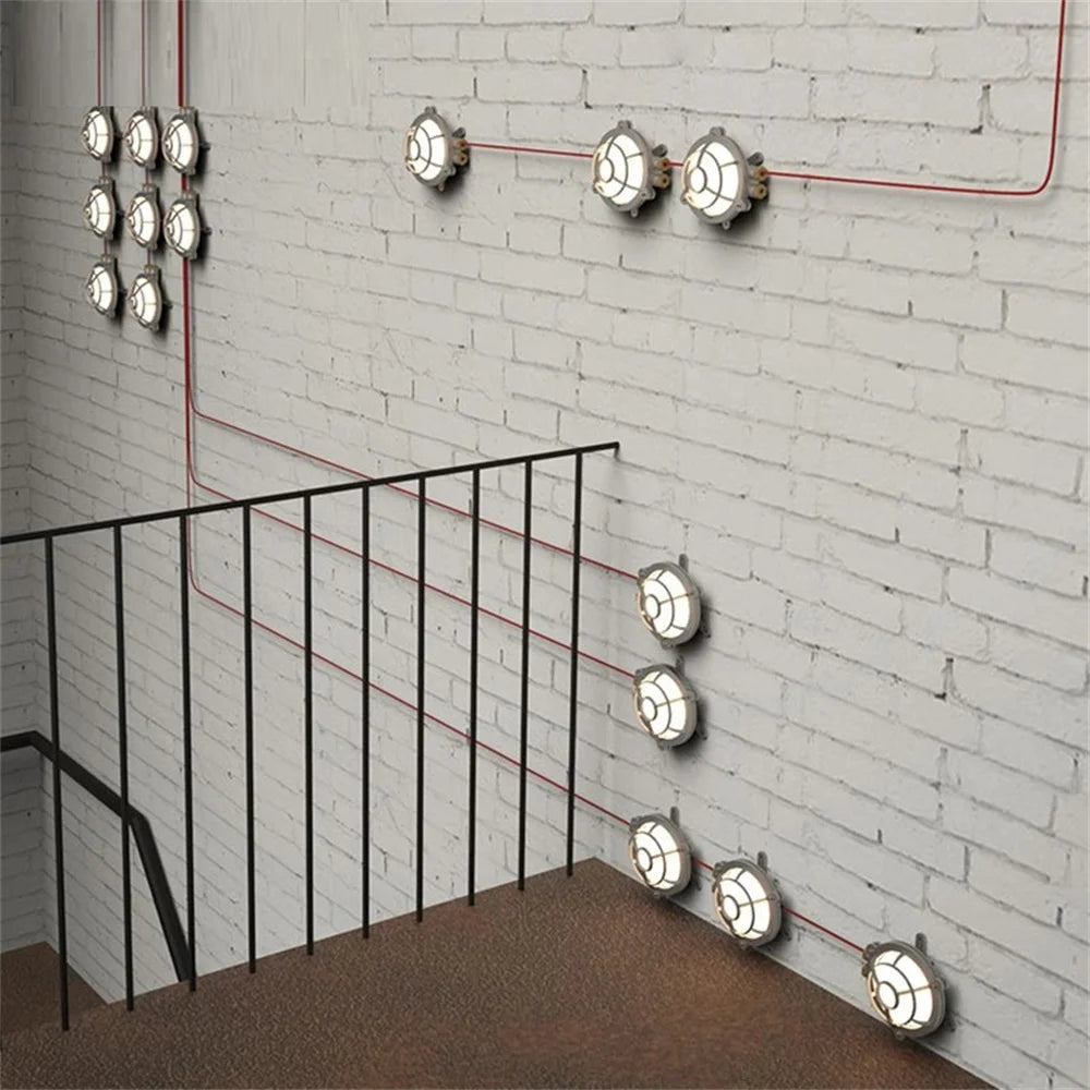 Industrielle Vintage-Wandleuchte Außenbeleuchtung IP65 aus Eisen und Glas - vue 4 sur 6