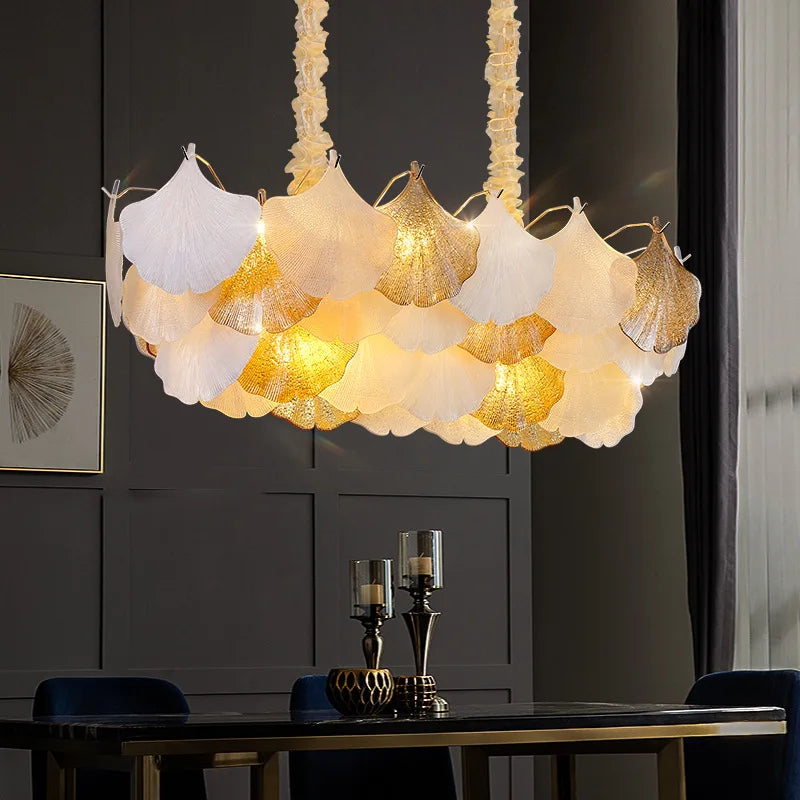 lustre en verre coquillage pour ambiance romantique et élégante - vue 7 sur 12