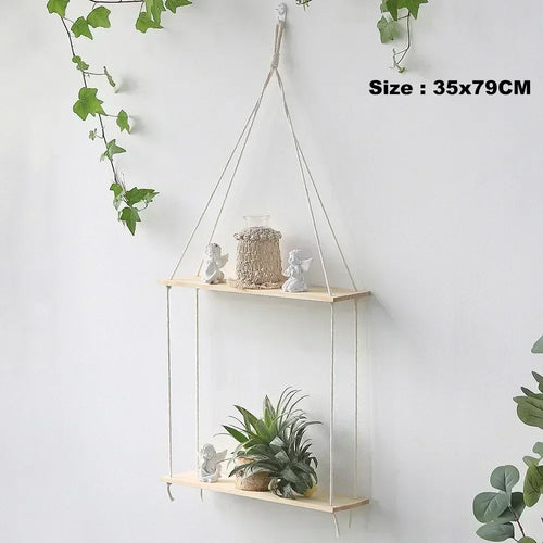 balançoire murale en corde et bois pour décoration nordique - vue 10 sur 13