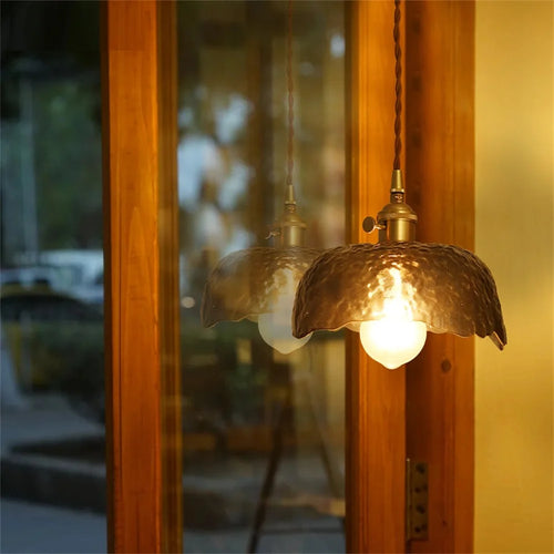 LED-Pendelleuchte aus Messing und Glas nordisches, modernes und antikes Design - vue 3 sur 10