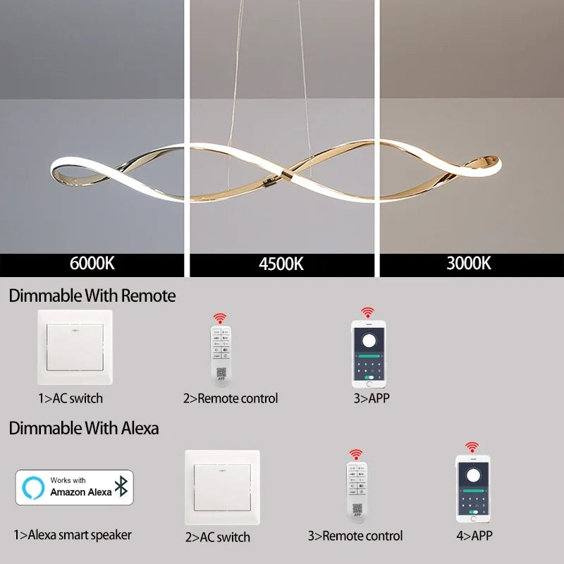 Plafonnier Led suspendu au design moderne - vue 6 sur 7