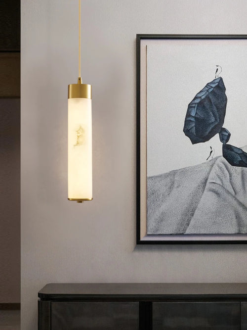 Kronleuchter aus Naturmarmor und Kupfer für moderne minimalistische Dekoration - vue 2 sur 7