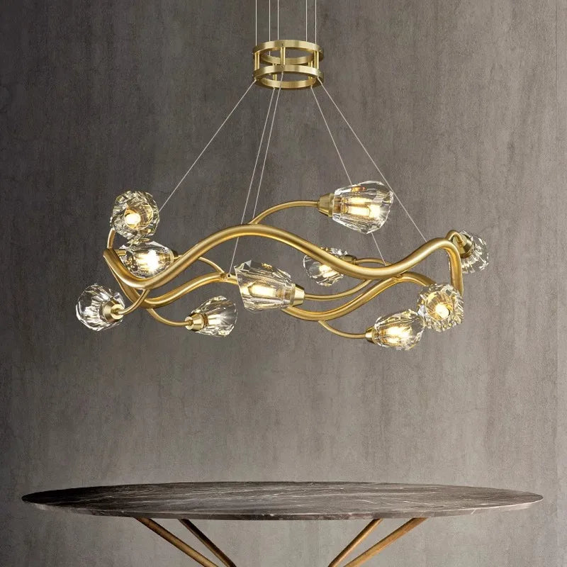 lustre led en cristal moderne de luxe pour éclairage intérieur - vue 5 sur 9