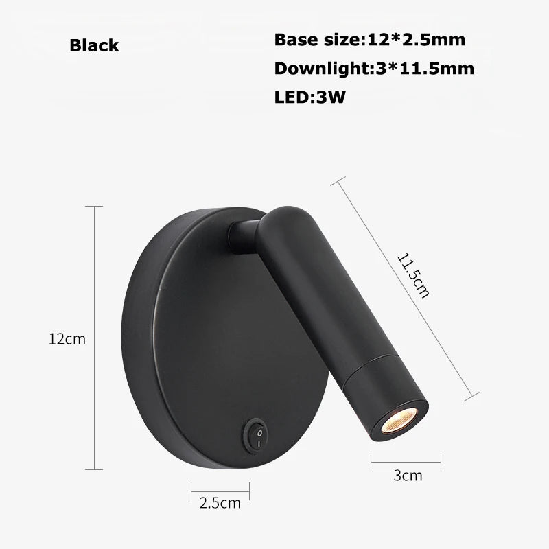 applique murale led rotative avec interrupteur pour lecture - vue 16 sur 23