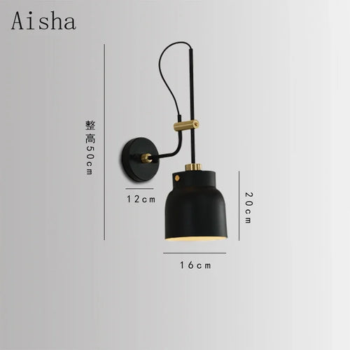 Industrielle LED-Wandleuchte mit verstellbarem Arm für nächtliches Lesen - vue 7 sur 8