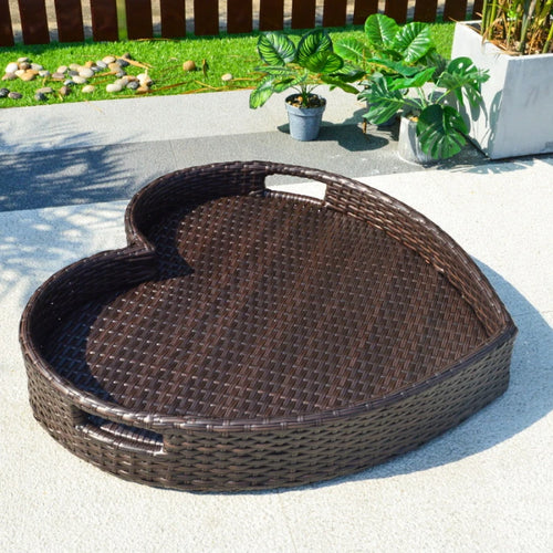 plateau en rotin nordique pour fruits et boissons de piscine