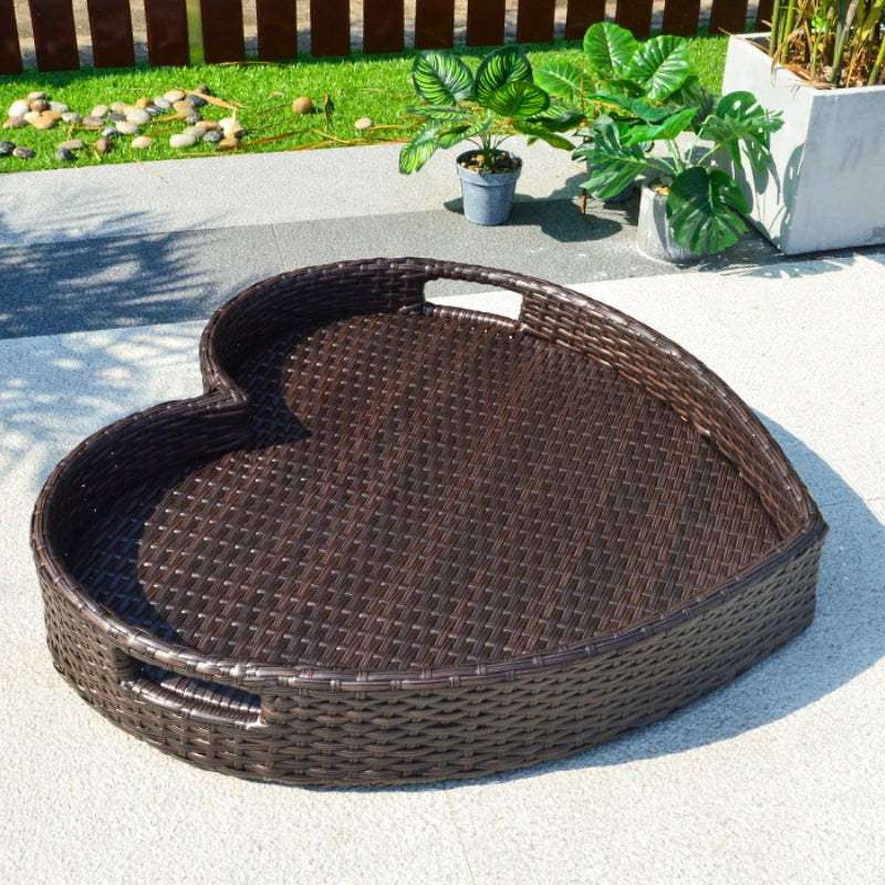 plateau en rotin nordique pour fruits et boissons de piscine - vue 7 sur 22