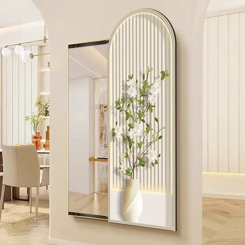 miroir carré nordique décoratif avec cadre floral esthétique - vue 5 sur 9