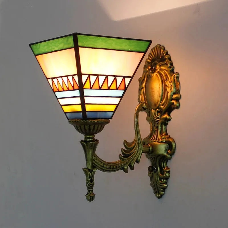 applique murale fleurs turques abat-jour baroque en verre décoratif - vue 4 sur 17