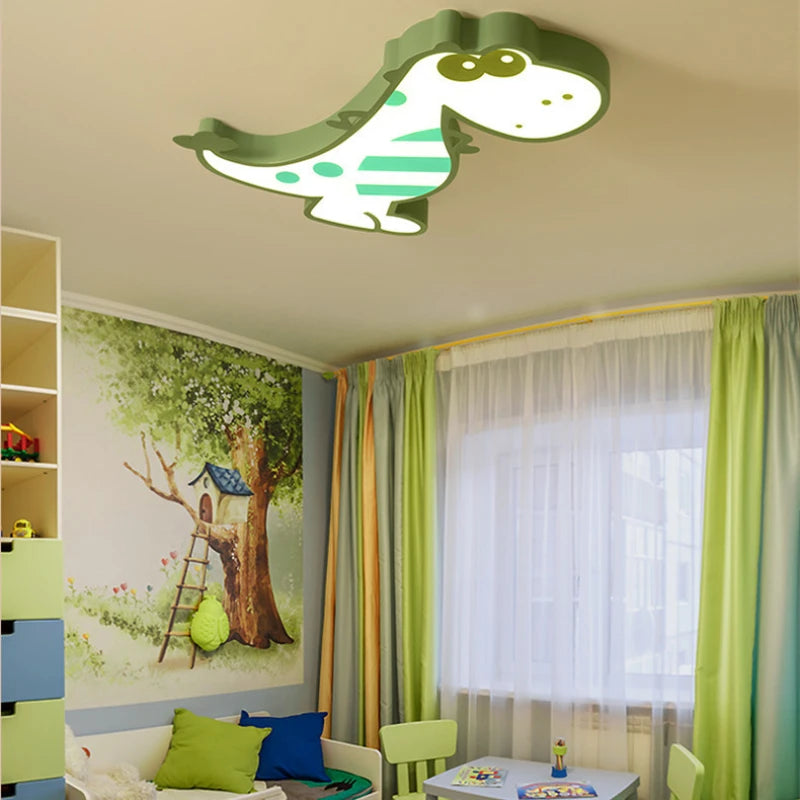 LED Ceiling Creative Cartoon Dinosaur for Children's Room Lamp, Modern Warm and Romantic Boy and Girl Bedroom Light  Lampara RC - vue 5 sur 8