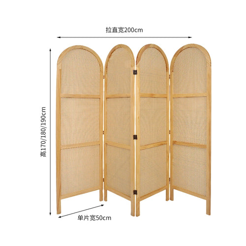 paravent en rotin pliable de style japonais mobile - vue 13 sur 13