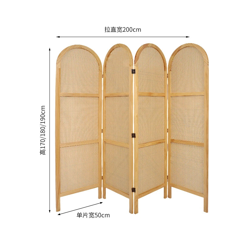 paravent en rotin pliable de style japonais mobile - vue 13 sur 13