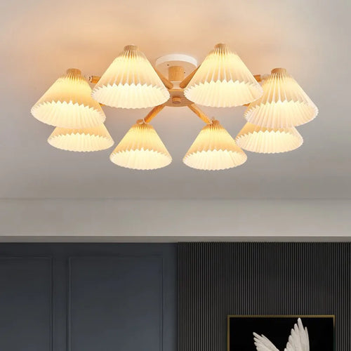 lustre moderne nordique en bois parapluie plissé pour maison