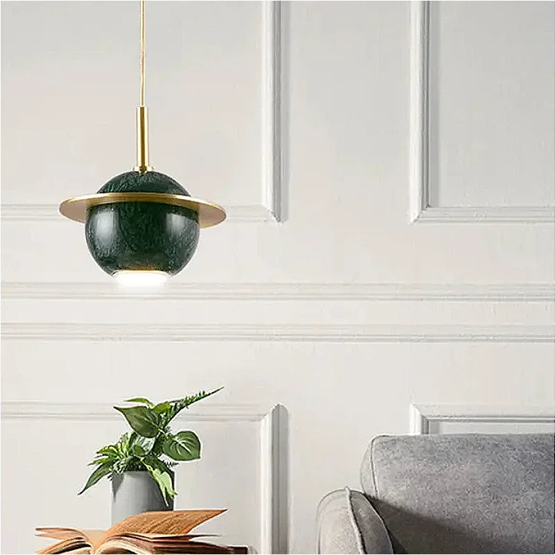 lustre circulaire en marbre naturel style nordique pour bars et restaurants - vue 2 sur 9