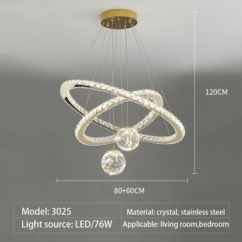 Moderner Kronleuchter aus Kristallglas mit LED-Sternenlicht - vue 9 sur 13
