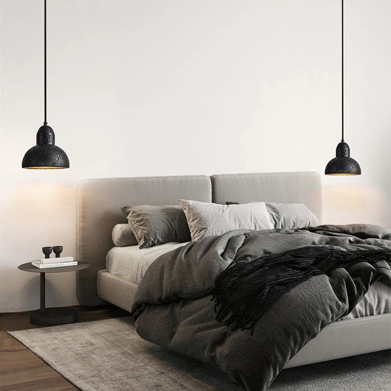Sabi Wabi personnalité créative noir Restaurant café KTV atmosphère lustre maison chambre décoration LED pierre suspension lampe - vue 5 sur 8