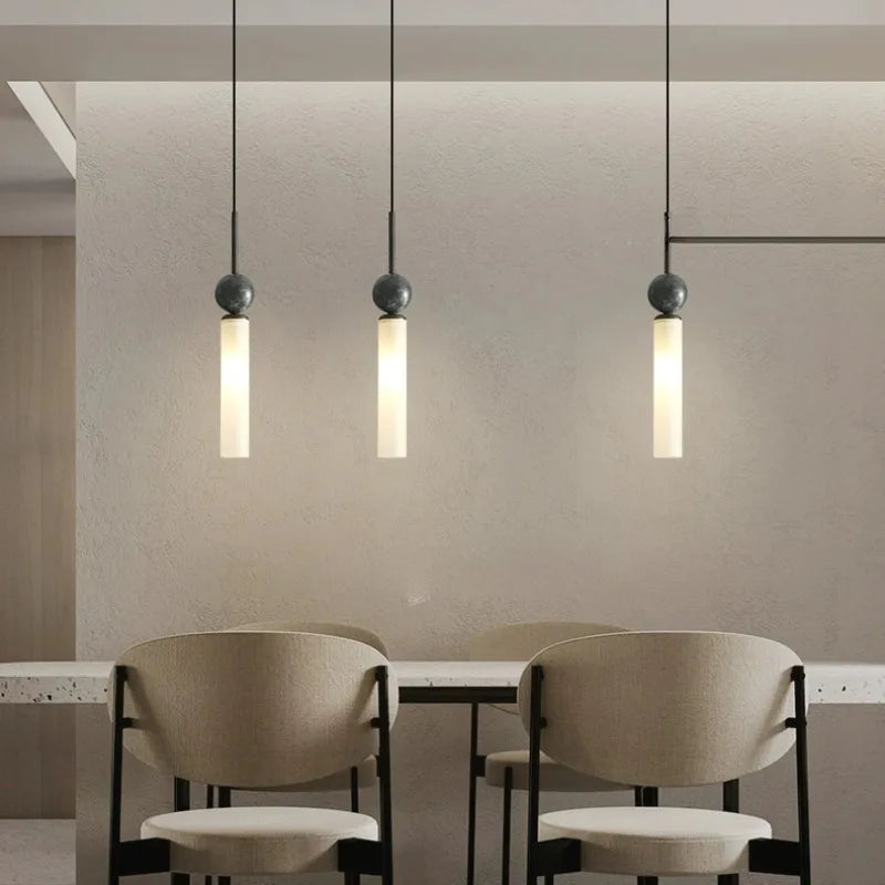 suspension en marbre et cuivre pour éclairage intérieur moderne - vue 2 sur 16
