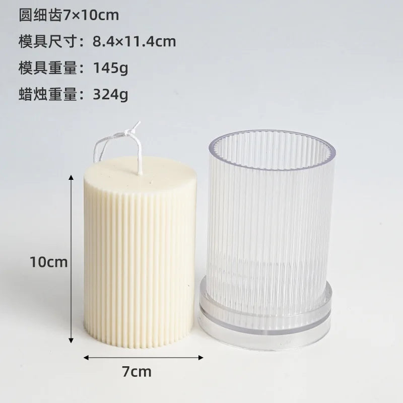 moule cylindrique à rayures pour fabrication de bougies en acrylique