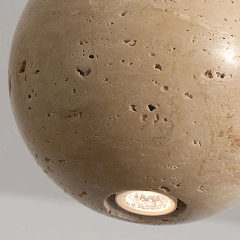 lampe suspendue décorative en bois et pierre naturelle pour restaurant ou café - vue 6 sur 11