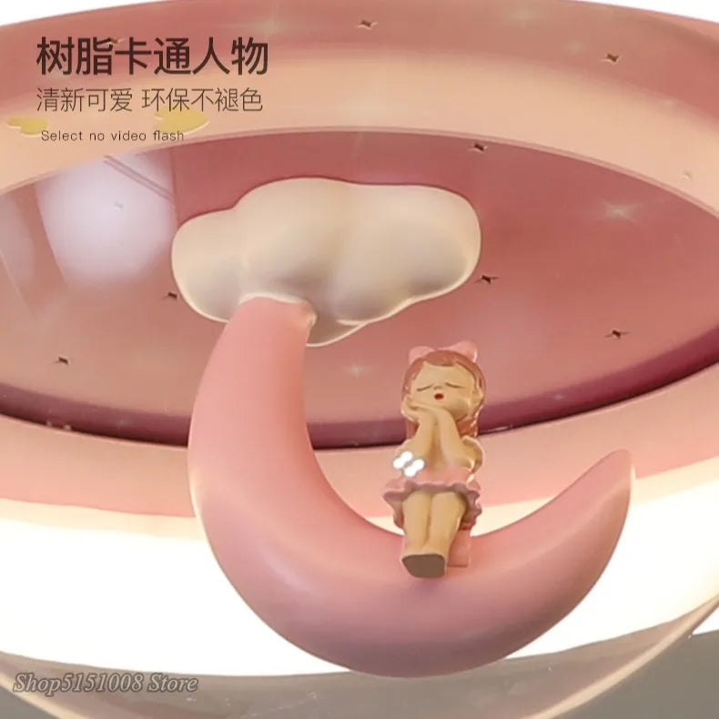 Dessin animé lune LED lustre plafonnier maison enfant fille chambre d'enfant enfants princesse chambre décor moderne luminaires d'intérieur - vue 6 sur 8