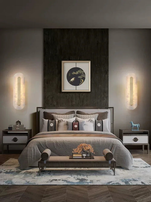 Wandleuchte aus Marmor mit dekorativem LED-Licht für modernes Interieur - vue 4 sur 12