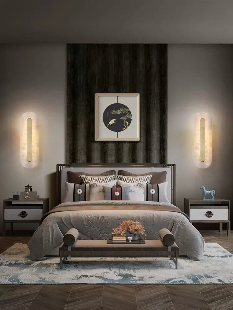 Wandleuchte aus Marmor mit dekorativem LED-Licht für modernes Interieur - vue 3 sur 12