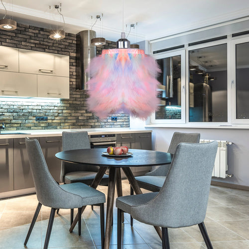 lustre moderne moelleux en plumes nordiques avec led