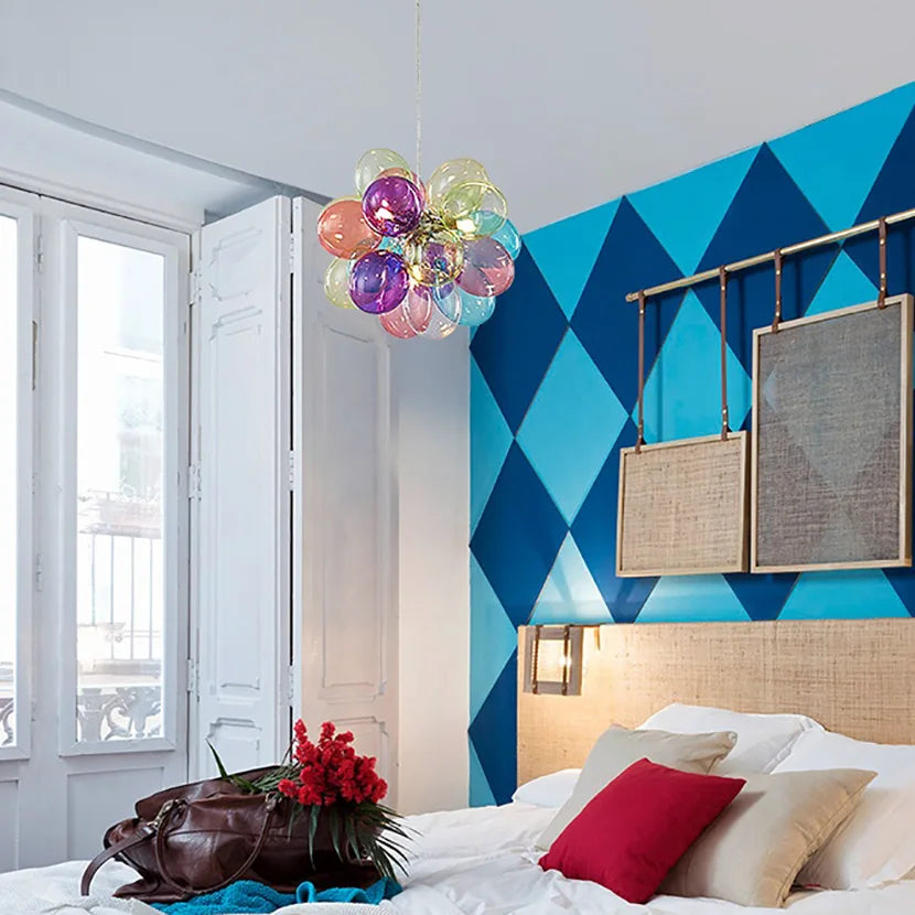 lustre led en boule de verre bulle suspension décoration - vue 5 sur 14