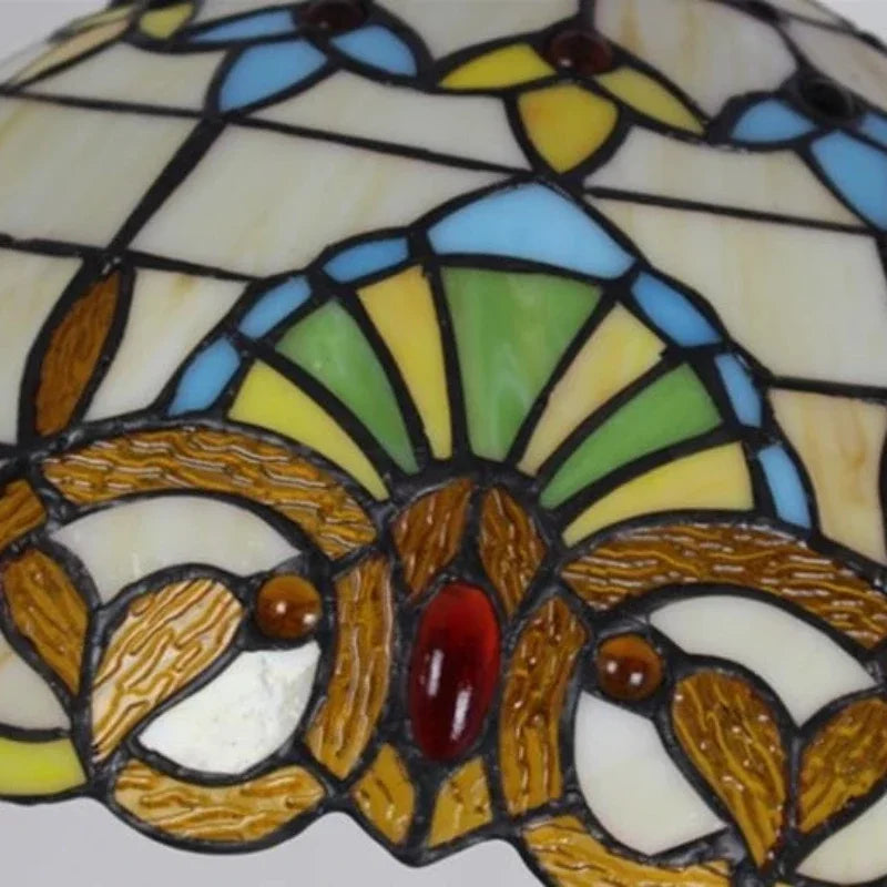 suspension tiffany en verre fait main style nordique paon - vue 6 sur 10