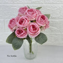 bouquet de 10 roses artificielles en soie décoratives pour événements