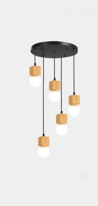 Vintage-Pendelleuchte aus Eichenholz im modernen Design - vue 9 sur 15