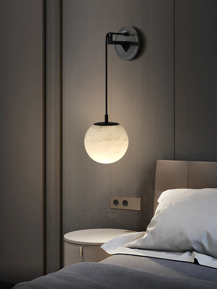 Moderne Nachttischlampe aus Kupfer und Naturmarmor - vue 3 sur 10