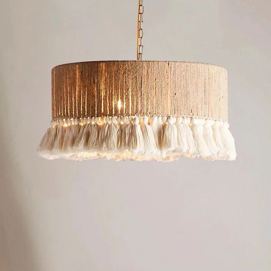 Suspension Vintage à franges en tissu ficelle - vue 7 sur 10