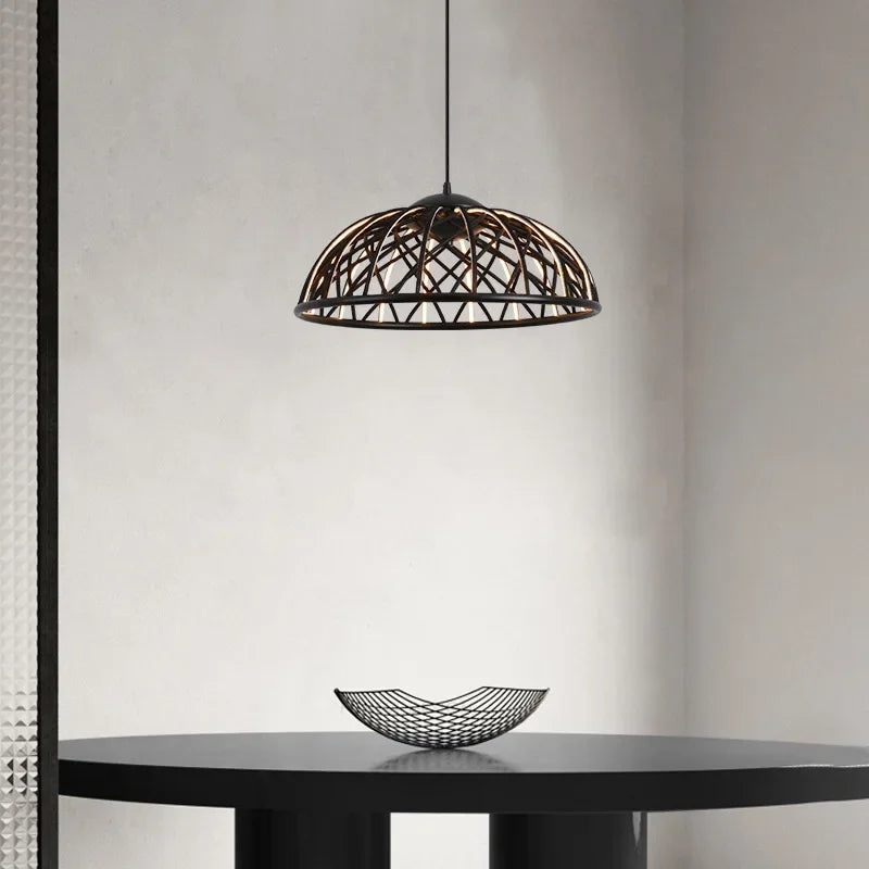 suspension moderne en corde tressée avec lumière led décorative - vue 3 sur 9